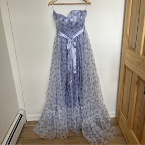 Faeriesty Purple Blue Floral Belted Princess Gown Size Large